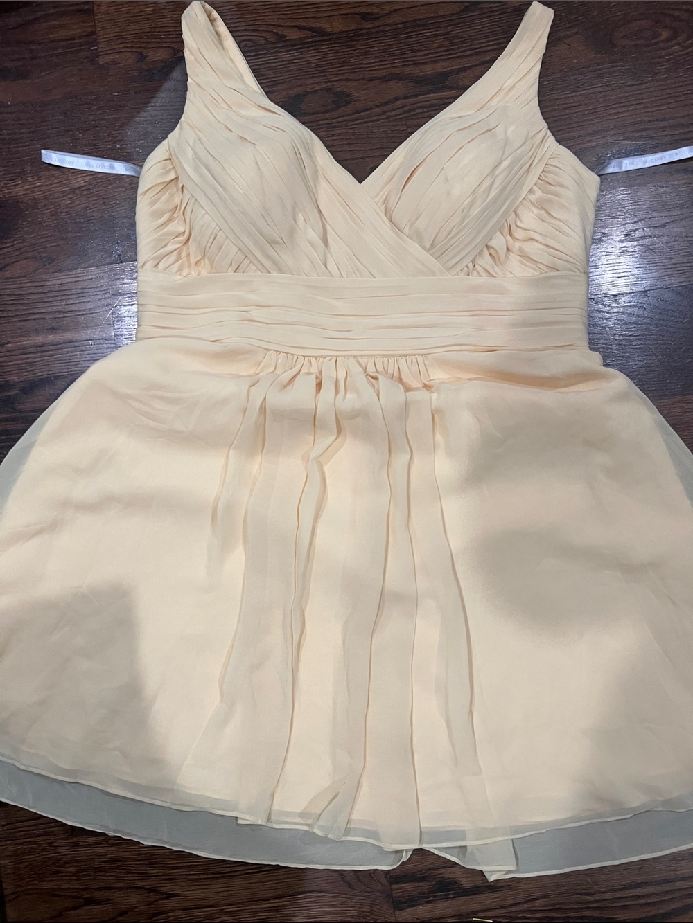 Bill Levkoff Pale Peach Chiffon Mini Dress